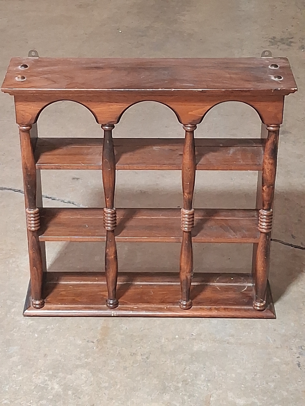 Vintage 70s Solid Wood Wall Mount Coffee Mug Display Rack Storage